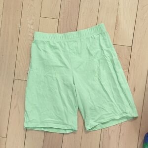 Light Green Organic Cotton Kids Casual Elastic-Waist Shorts - 14 Years